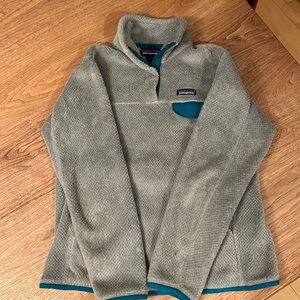 Patagonia Re-Tool Snap-T women’s Medium soft fleece grey and teal pullover